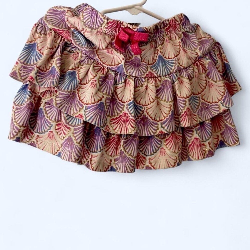 Tommy Bahama Pink and blue shell print ruffle skirt #kidsskirts 5-6